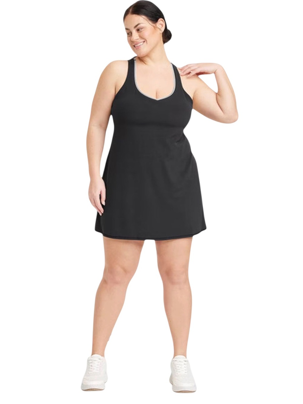 All in Motion Knit Athletic Halter Dress Built In Shorts Black Tennis XL